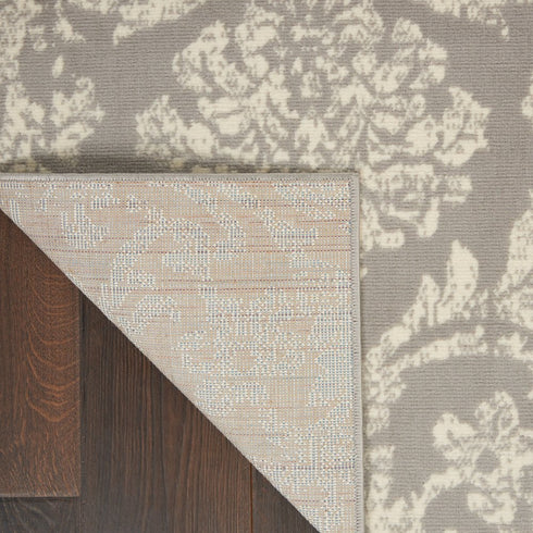 2' X 4' Gray Damask Power Loom Area Rug